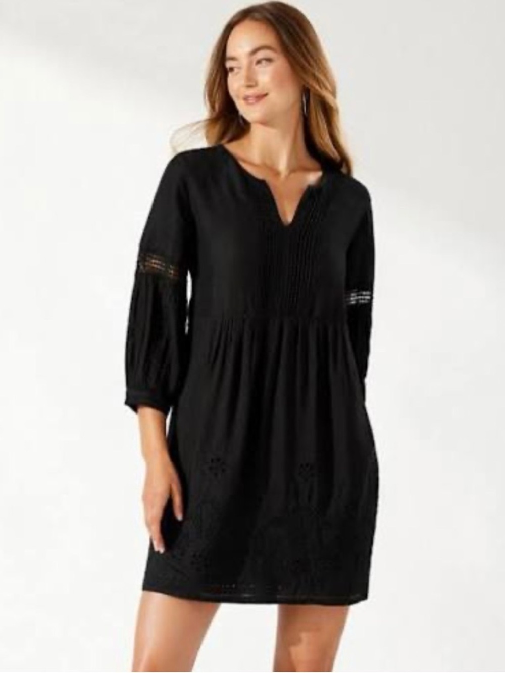 Tommy Bahama St Lucia Linen Dress Size Small Black Coastal Beach Swim Cover Up